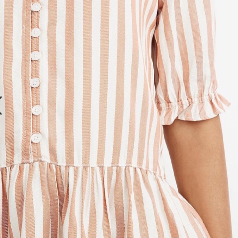 MADEWELL Striped Peplum Button Top XXS (fits S!) - Picture 3 of 9